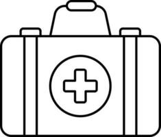 Black Outline First Aid Box Flat Icon Or Symbol. vector