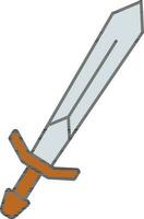 Sword Icon In Brown And Gray Color. vector