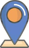 mapa alfiler plano icono en azul y naranja color. vector
