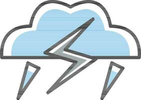 Cloud With Lightning Icon In Blue And Gray Color. vector