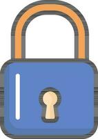 Orange And Blue Lock Icon In Flat Style. vector