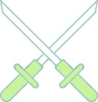 Crossed Swords Icon In Green And White Color. vector