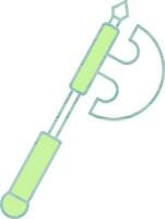 Battle Axe Icon In Green And White Color. vector