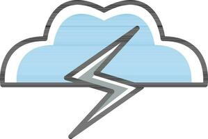 Cloud With Lightning Icon In Blue And White Color. vector