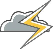 Cloud With Lightning Icon In Gray And Yellow Color. vector