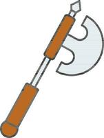 Battle Axe Icon In Brown And Gray Color. vector