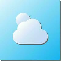 Paper Full Moon With Cloud Square Icon In Blue And White Color. vector