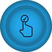 Click Hand Cursor Icon On Blue Round Background. vector