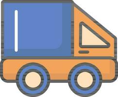entrega camión plano icono en naranja y azul color. vector