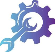 Cogwheel And Wrench Icon In Gradient Color. vector