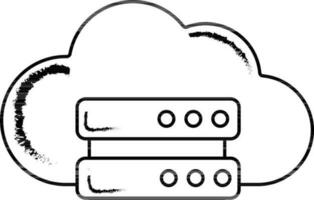 Linear Style Cloud Server Icon. vector