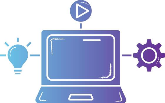 Gradient Color Video Setup In Laptop Icon. vector