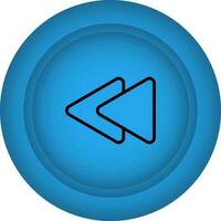 Flat Style Backward Button Blue Icon. vector