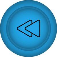 Flat Style Backward Button Blue Icon. vector