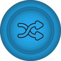 Shuffling Button Blue Icon In Flat Style. vector