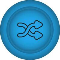 Shuffling Button Blue Icon In Flat Style. vector