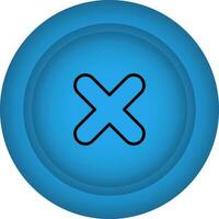 Close Button Blue Icon In Flat Style. vector