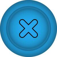 Close Button Blue Icon In Flat Style. vector