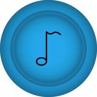 Blue Music Button Flat Icon Or Symbol. vector