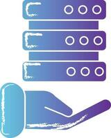 Hand With Server icon In Gradient Blue And Purple Color. vector