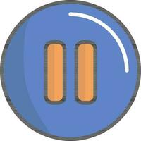 Pause Round Button Icon In Blue And Orange Color. vector