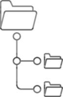 Connected Folder Icon In Black Line Art. vector