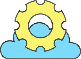 Flat Style Cloud Setting Yellow And Blue Icon. vector