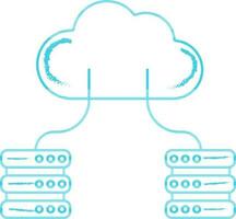 Cloud Server Icon In Thin Line Art. vector