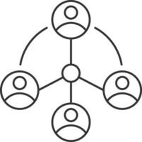 User Connected Icon In Thin Line Art. vector