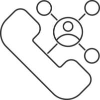 Conference Call Icon In Black Line Art. vector