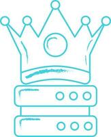 Doodle Style King of Hosting Icon In Thin Line Art. vector