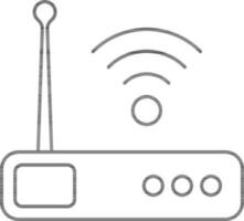 Wireless Router Icon In Black Outline. vector