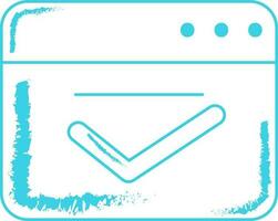 Hand Drawn Approve Webpage Icon In Blue Outline. vector