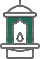 Arabic Lantern Icon In Green And White Color. vector