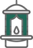 Arabic Lantern Icon In Green And White Color. vector