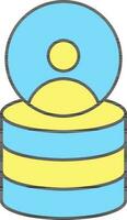 Flat Style Customer Database Icon In Yellow And Blue Color. vector