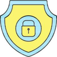 Yellow And Blue Shield Lock Icon. vector