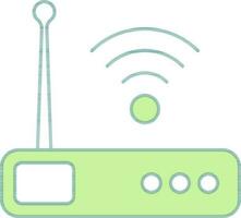 Green And White Color Wireless Router Icon In Flat Style. vector