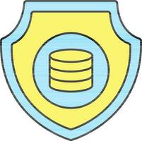 Yellow And Blue Database With Shield Icon. vector