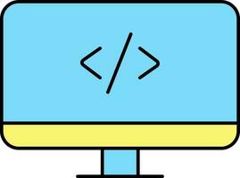 Yellow And Blue Programming Software In Desktop Icon. vector