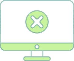 Green And White Color Cross Symbol In Screen Icon. vector