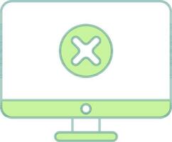 Green And White Color Cross Symbol In Screen Icon. vector