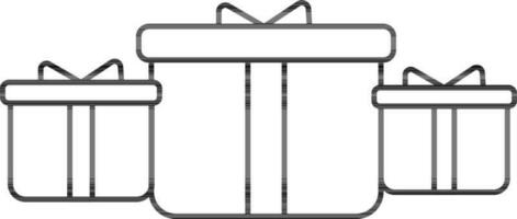 Gift Boxes Icon In Black Outline. vector