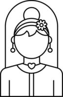 Faceless Bride Woman Icon In Flat Style. vector