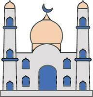 Mosque Icon In Blue And Orange Color. vector