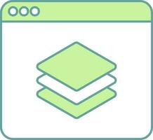 Green And White Web Layer Icon In Flat Style. vector