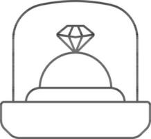 Linear Style Diamond Ring In Box Icon. vector