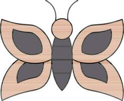 Illustration Of Butterfly Icon In Brown And Gray Color. vector