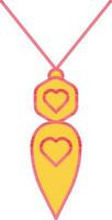 Heart Symbol On Stone Pendant Icon In yellow And Red Color. vector