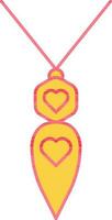 Heart Symbol On Stone Pendant Icon In yellow And Red Color. vector